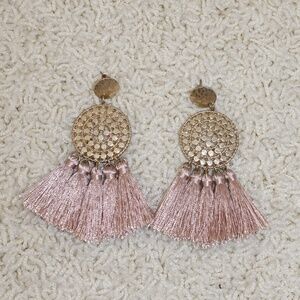 Altar'd State Pink and Gold Tassel Earrings